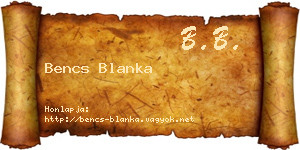 Bencs Blanka névjegykártya
